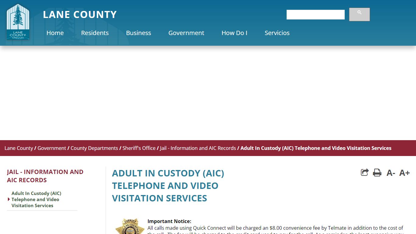 Adult In Custody (AIC) Telephone and Video Visitation Services